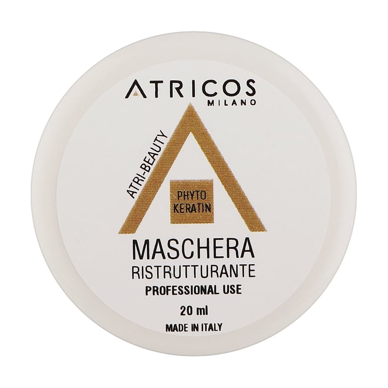Відновлювальна маска для волосся Atricos Milano Atri-Beauty Phyto Keratin Restructuring Mask з фітокератином, 20 мл